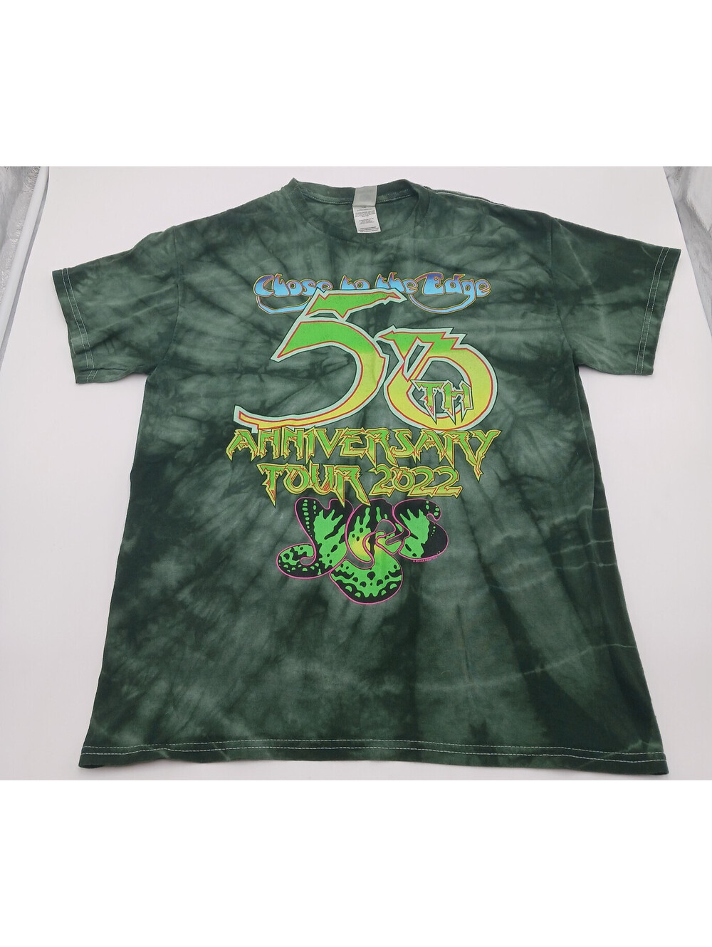 Yes Close to the Edge 50th Anniversary Tour Green Tie Dye T-Shirt Butterfly Med